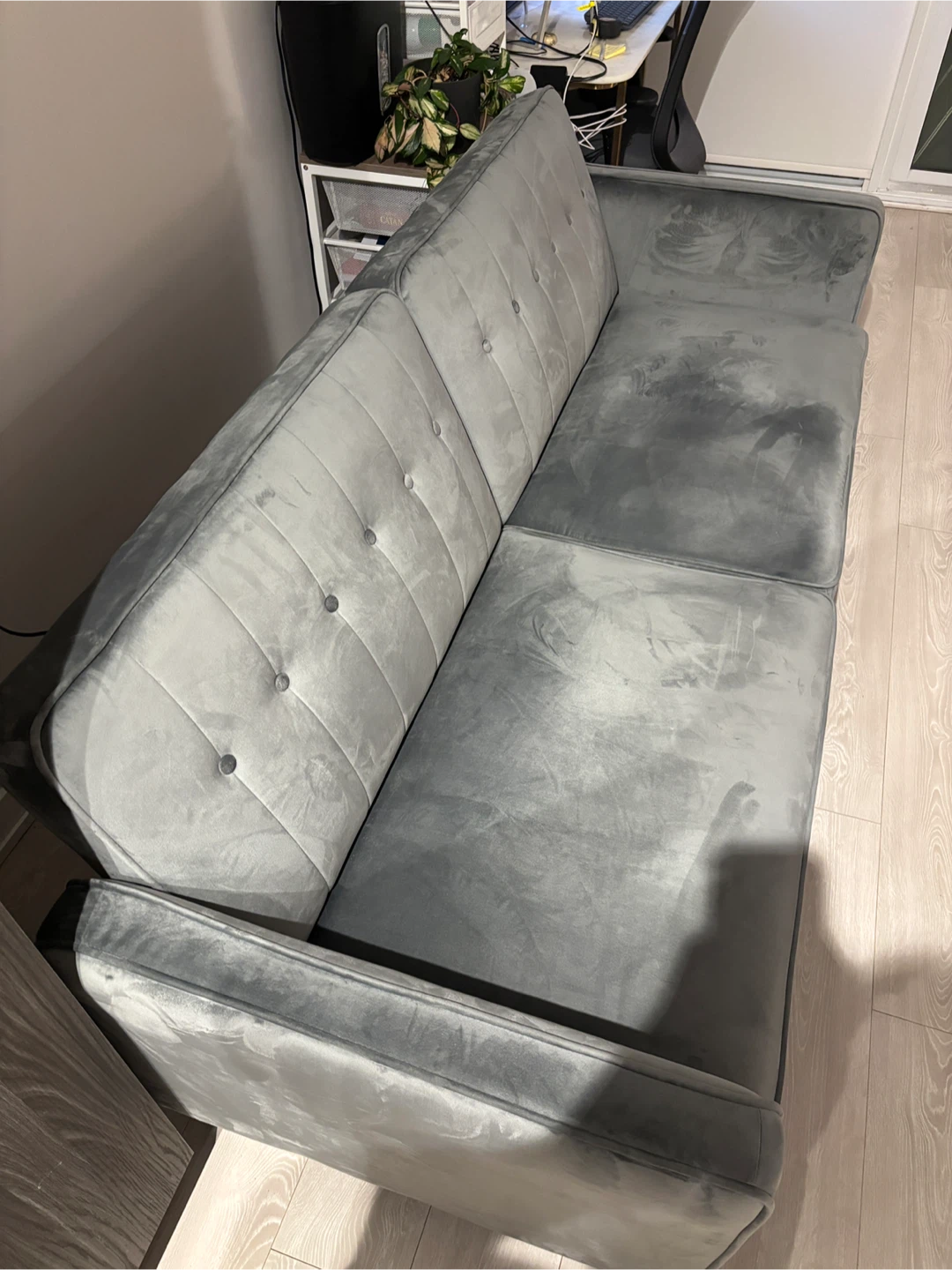 Grey Velvet Sofa Bed - photo 2