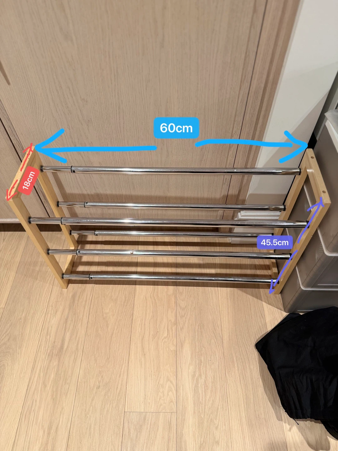 3-Tier Expandable Shoe Rack with Wooden Frame - photo 3