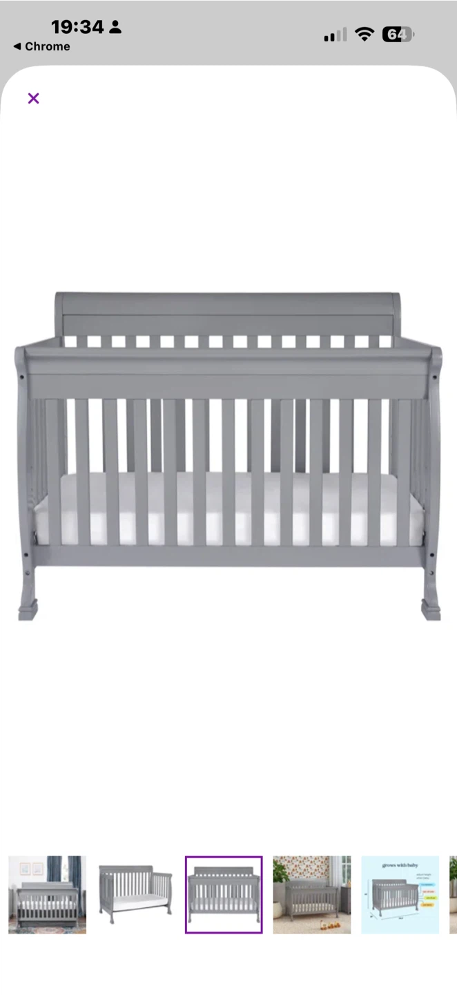 Kidiway Convertible Crib - Grey