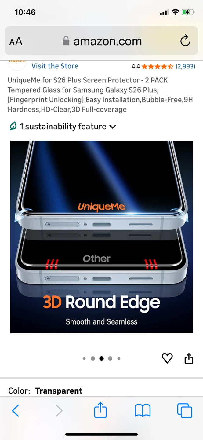UniqueMe S26 Plus Screen Protector - 2 Pack Tempered Glass - photo 2