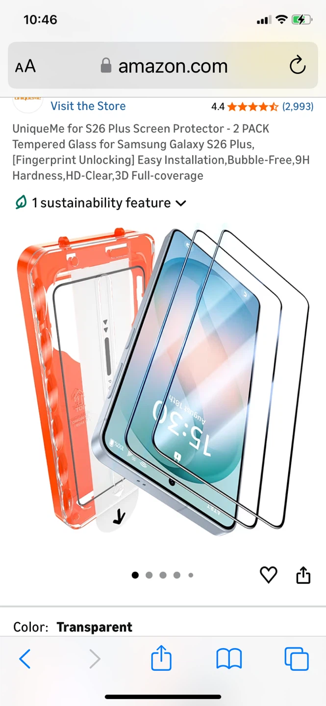 UniqueMe S26 Plus Screen Protector - 2 Pack Tempered Glass