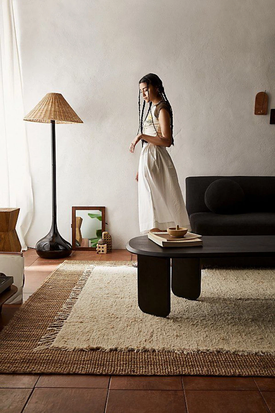 Cream Woven Rug with Tassels
