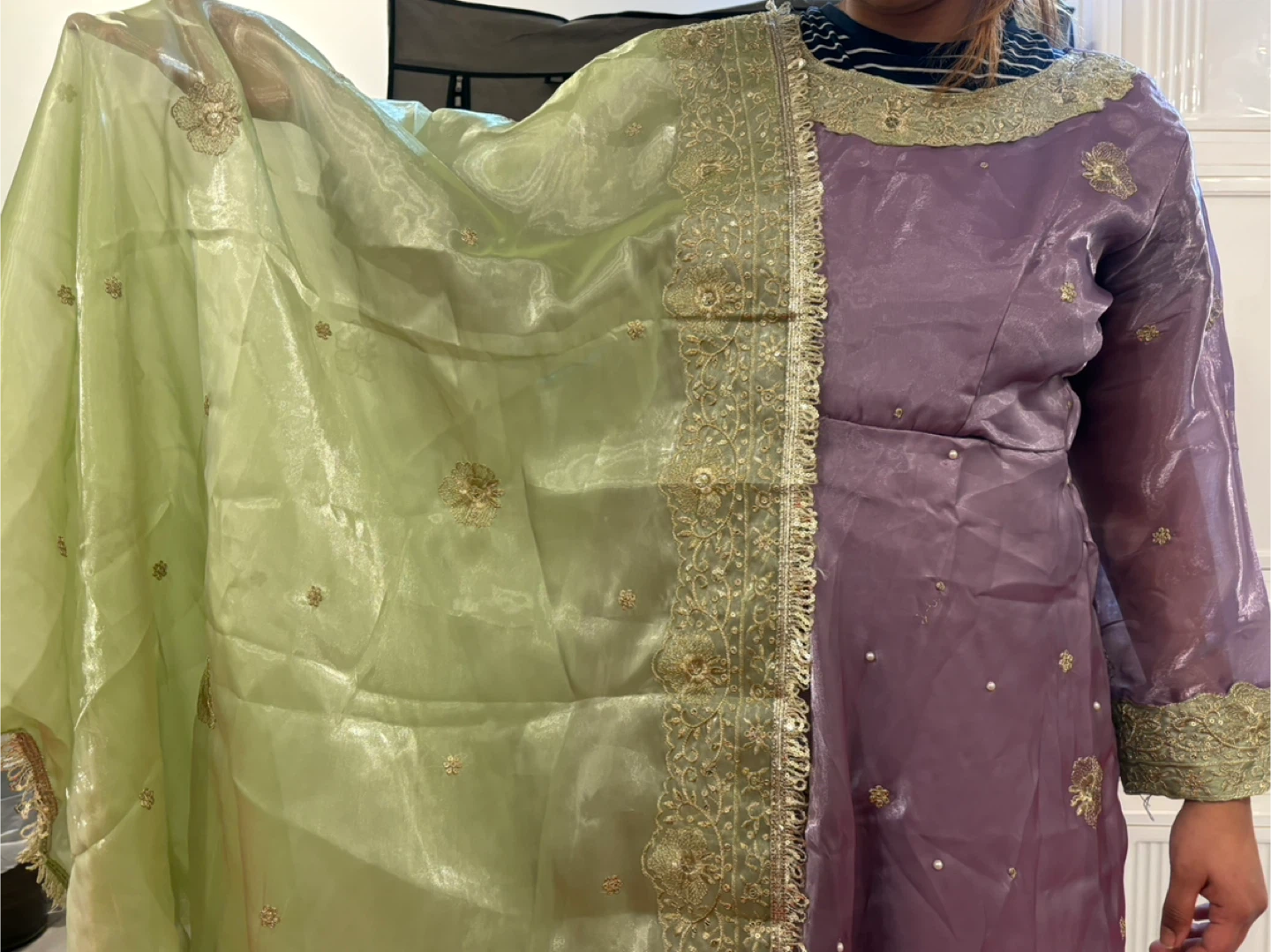 Women's Lavender & Mint Green Embroidered 3-Piece Outfit - photo 3