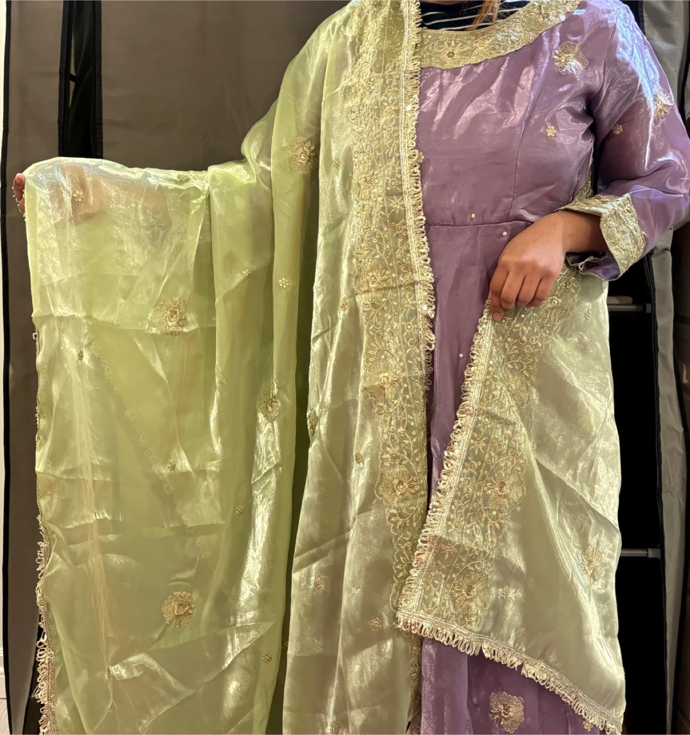 Women's Lavender & Mint Green Embroidered 3-Piece Outfit - photo 2