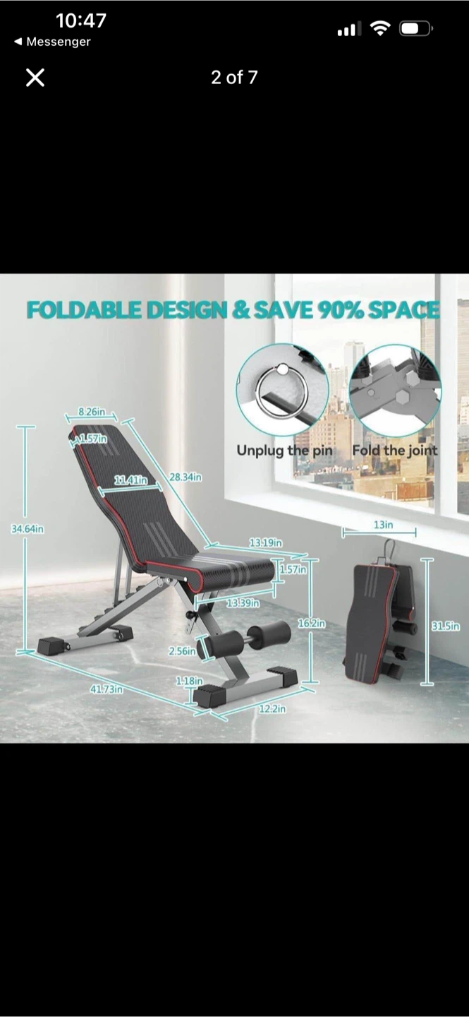 Adjustable Weight Bench with Foldable Design - photo 3