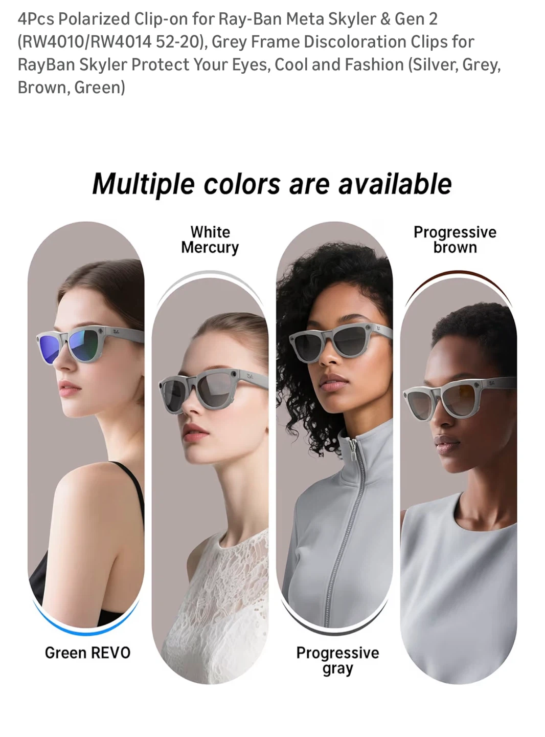 3 Pairs Polarized Clip-On Sunglasses for Ray-Ban Skyler Gen 2