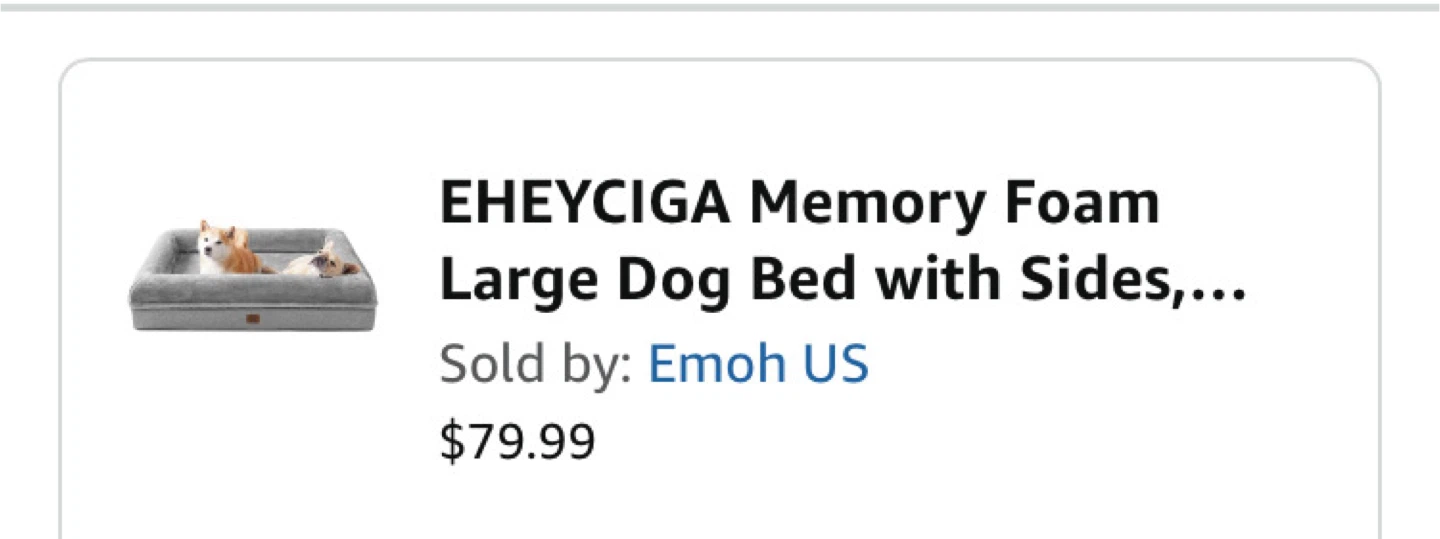 EHEYCIGA Large Memory Foam Dog Bed with Sides - Grey - photo 2