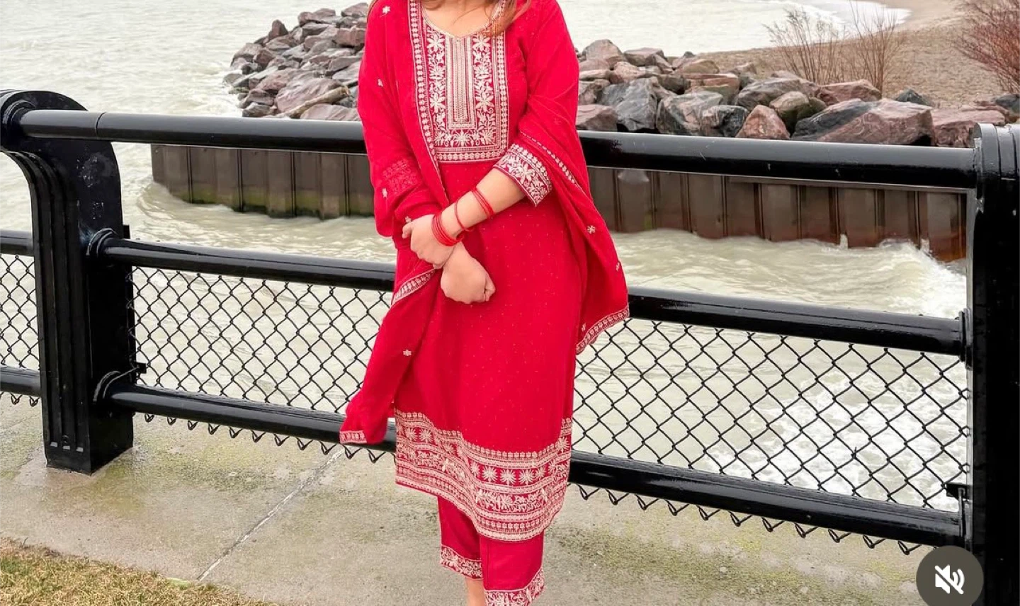 Red Embroidered Salwar Kameez Dupatta Set - photo 2
