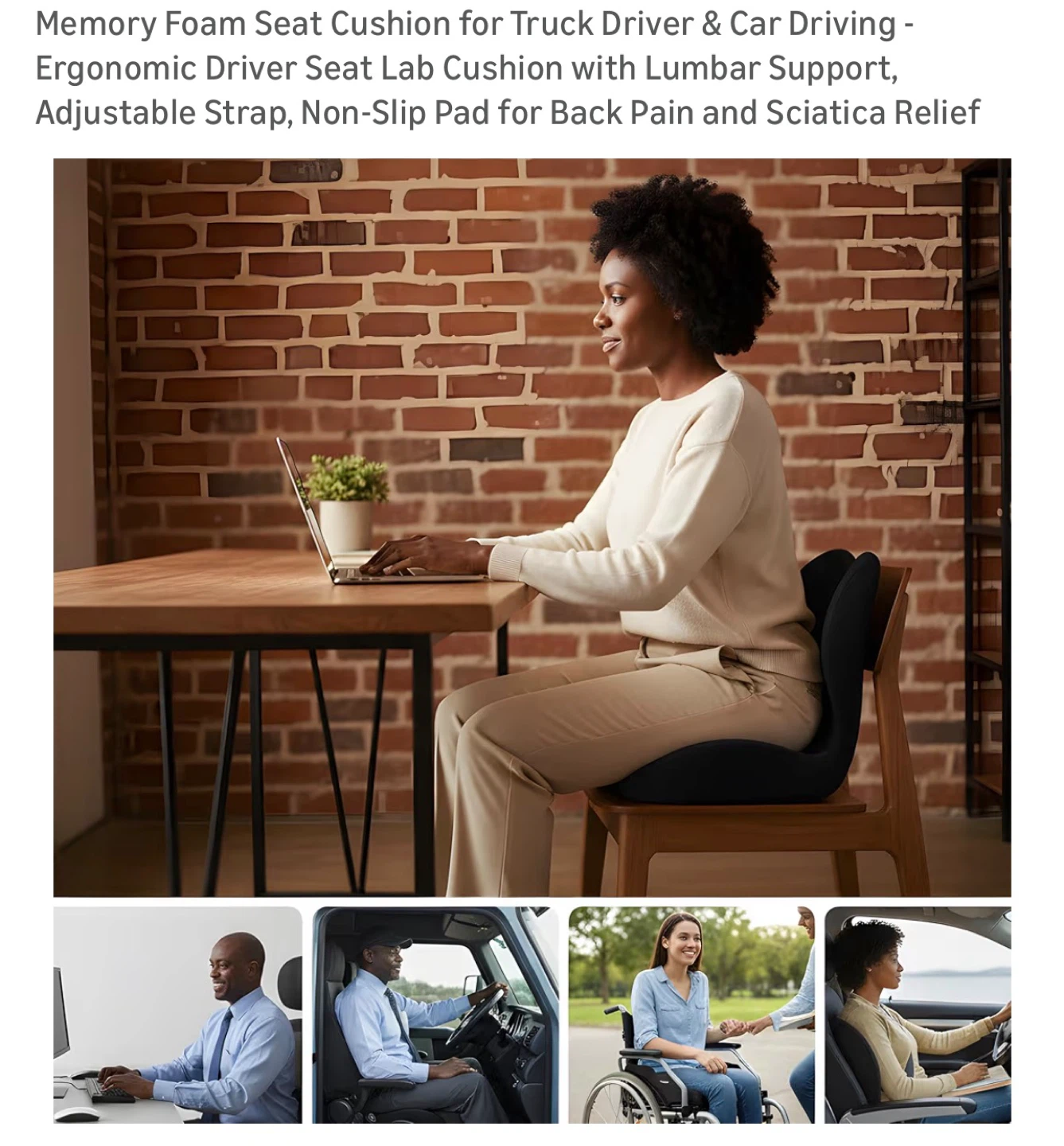 Memory Foam Seat Cushion for Truck Driver & Office - photo 3