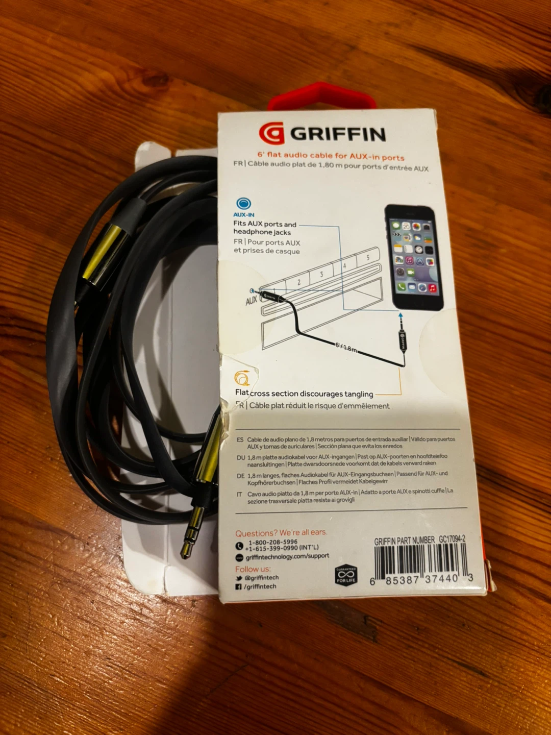 Griffin 6' Flat Aux Audio Cable.xm1818 - photo 3