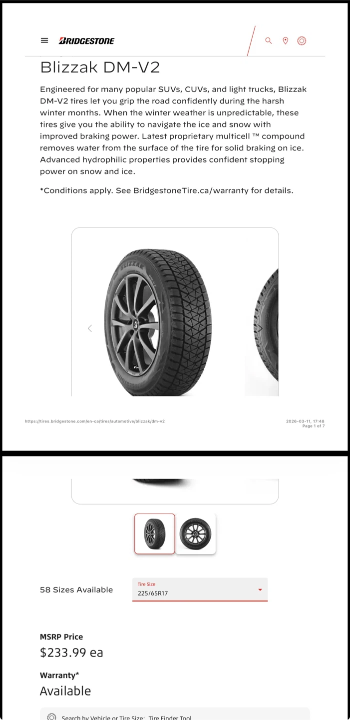 Bridgestone Snow Tires (235/65R17) - photo 5