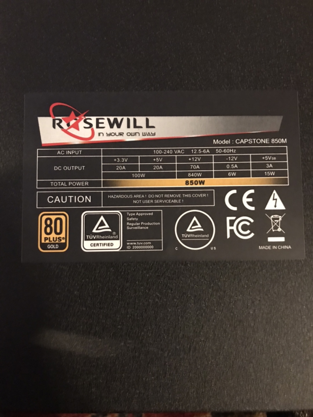 Rosewill CAPSTONE 850M Power Supply Unit - photo 2
