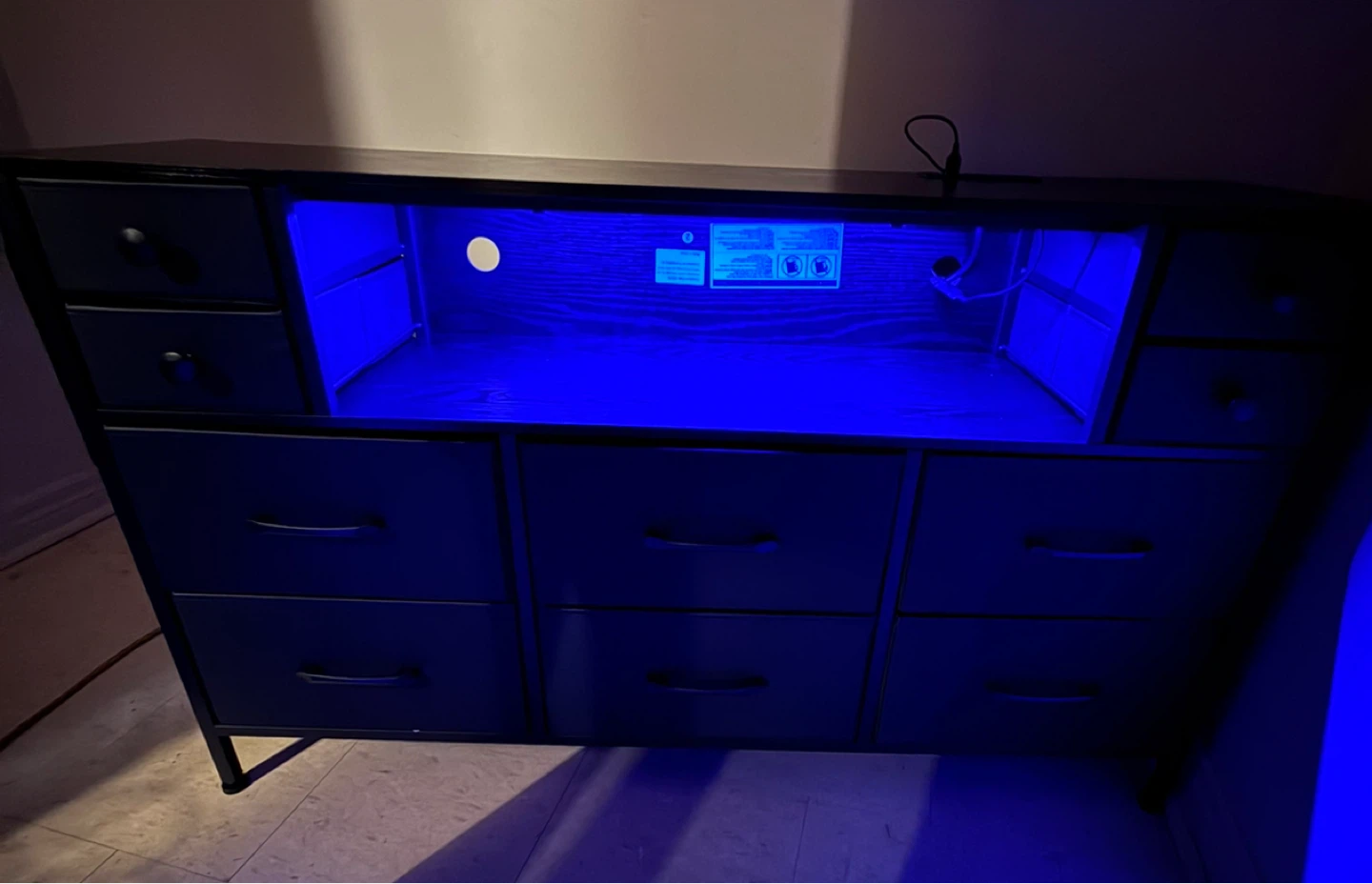 Black Dresser with Built-in LED Lights and Remote