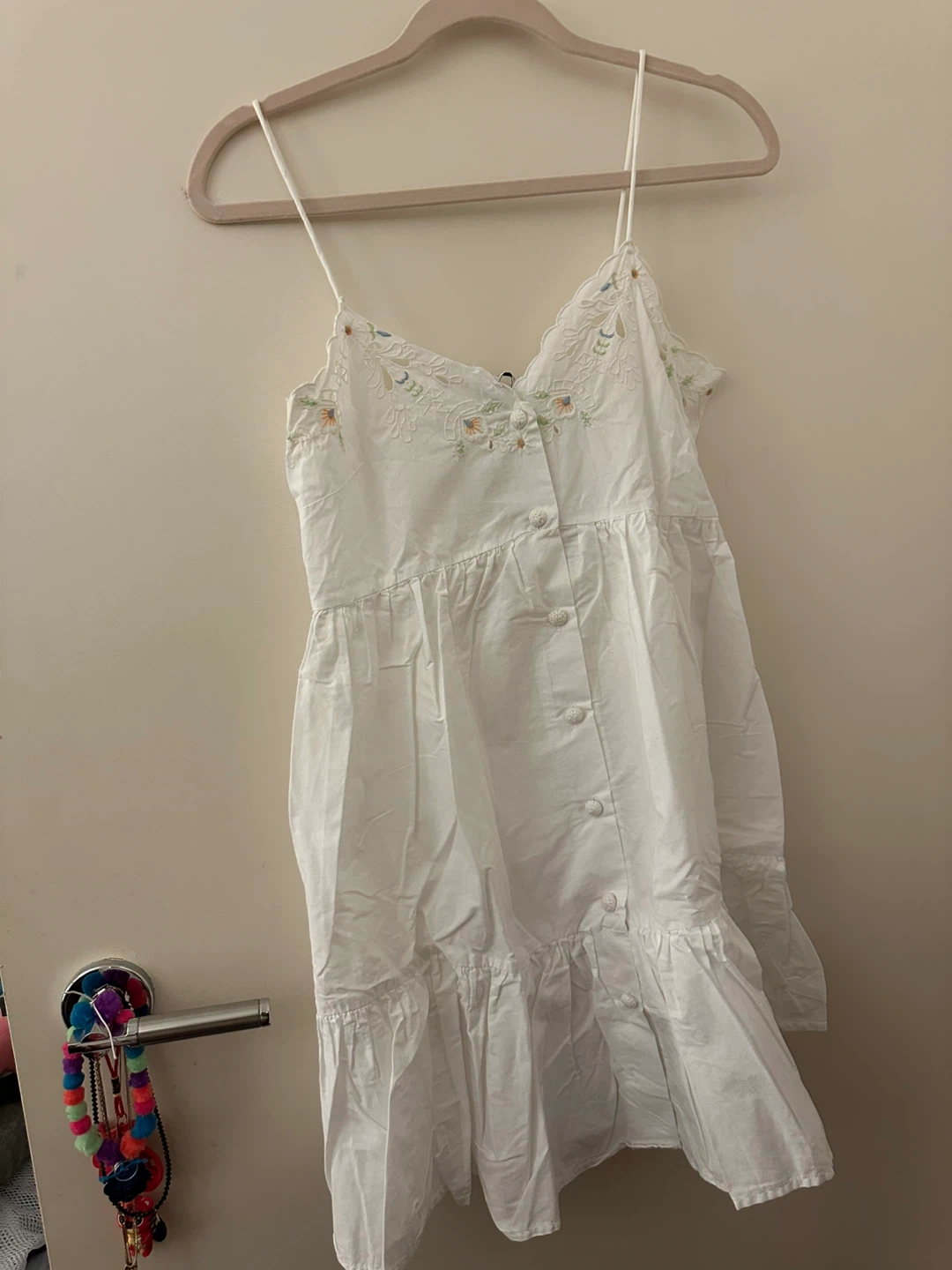 ZARA White Embroidered Cami Dress