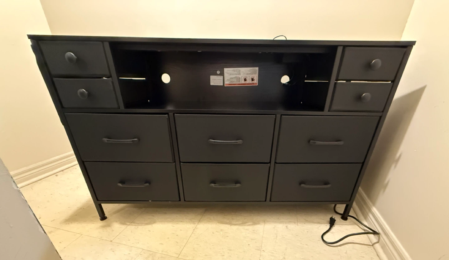 Black Dresser with Built-in LED Lights and Remote - photo 2