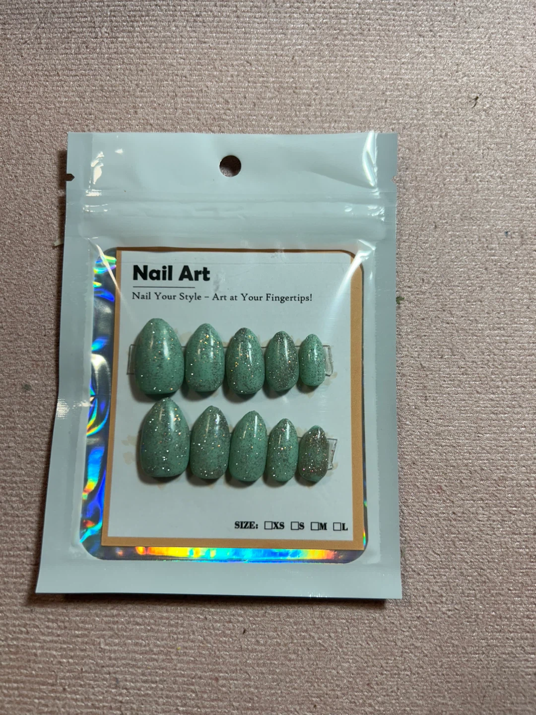 Nail Art False Nails - Mint Green Glitter - photo 2