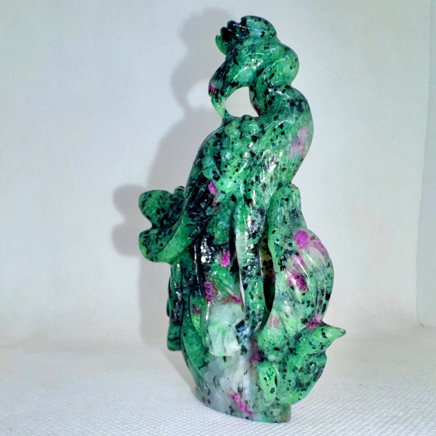 Carved Ruby Zoisite Phoenix Figurine - photo 3