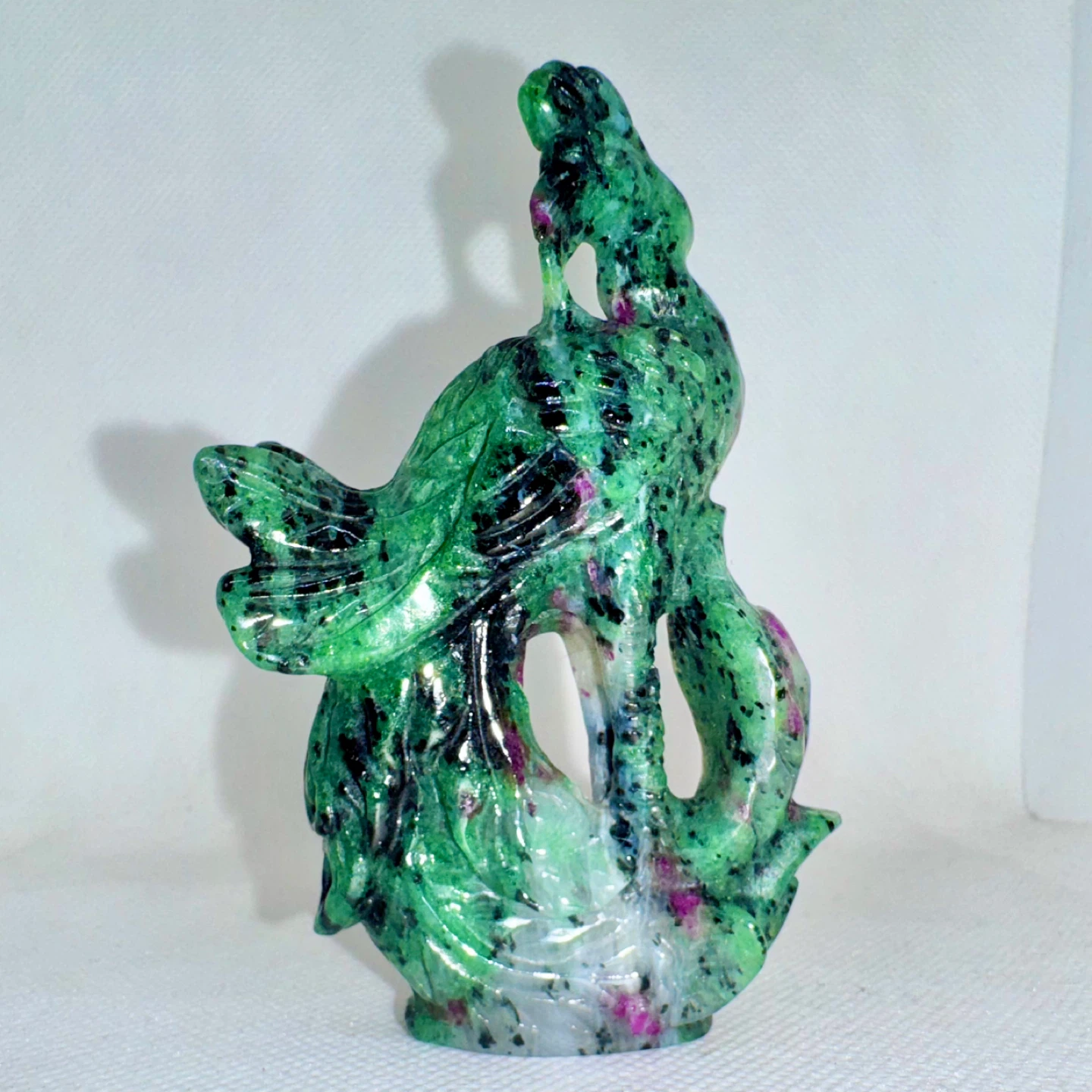 Carved Ruby Zoisite Phoenix Figurine - photo 2
