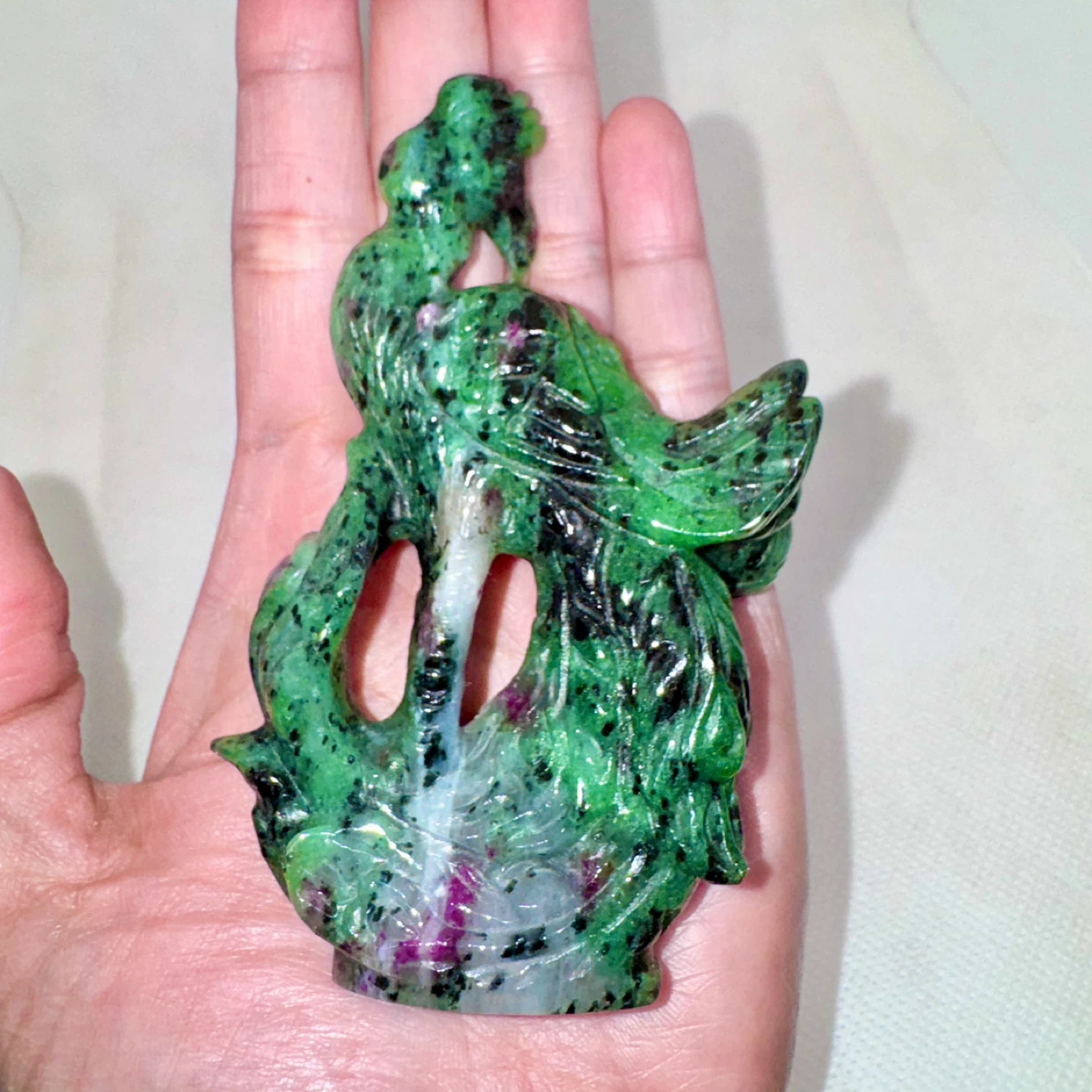 Carved Ruby Zoisite Phoenix Figurine - photo 5