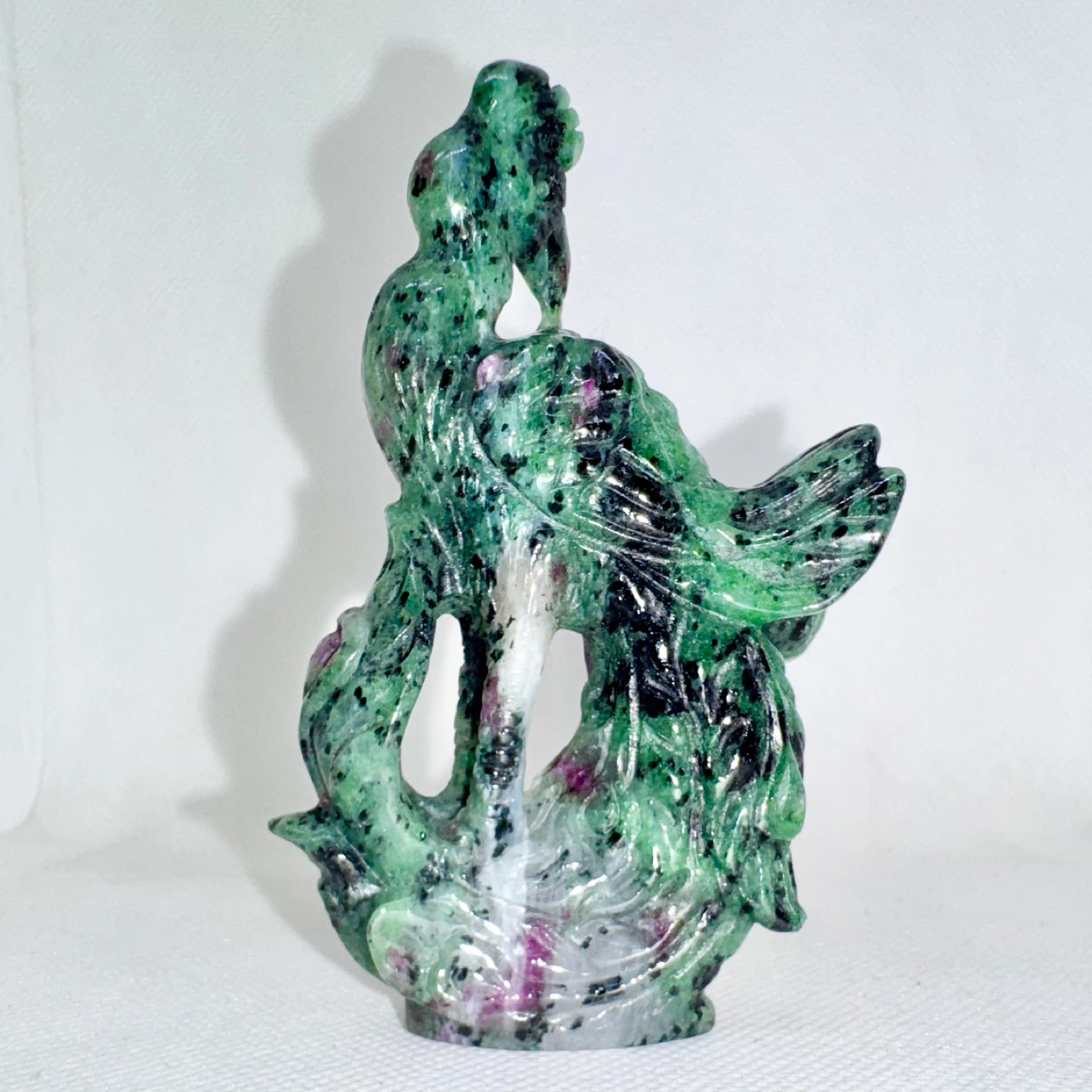 Carved Ruby Zoisite Phoenix Figurine
