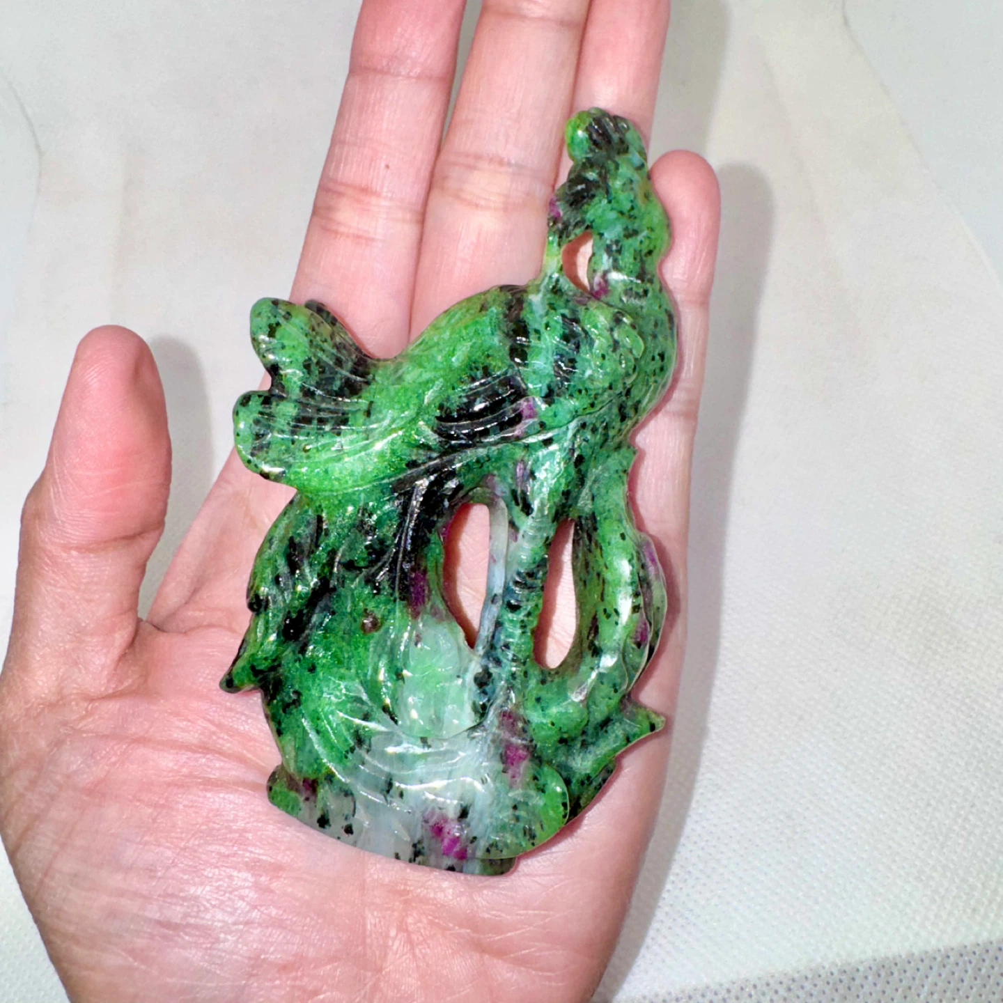 Carved Ruby Zoisite Phoenix Figurine - photo 4
