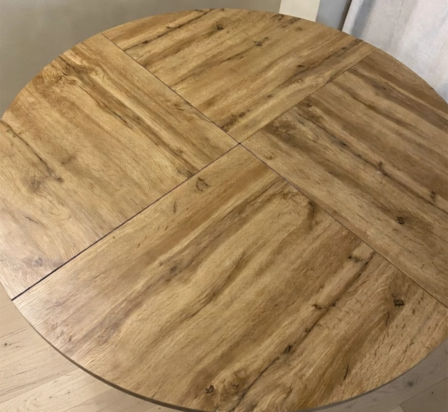 Round Oak Wood Dining Table - photo 2