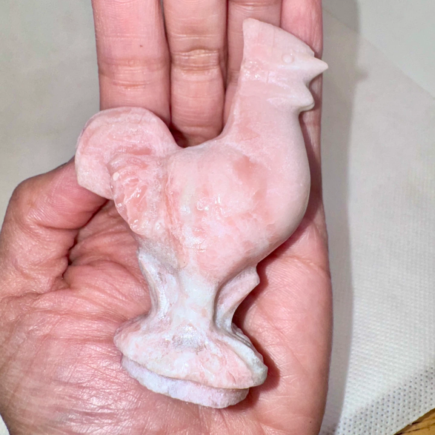 Pink Opal Rooster Figurine - photo 2