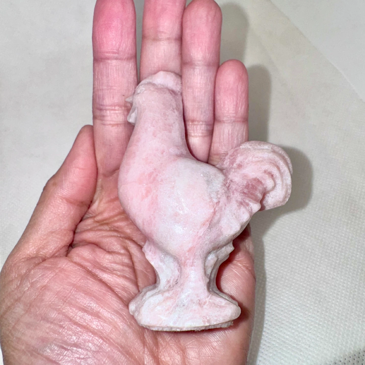 Pink Opal Rooster Figurine