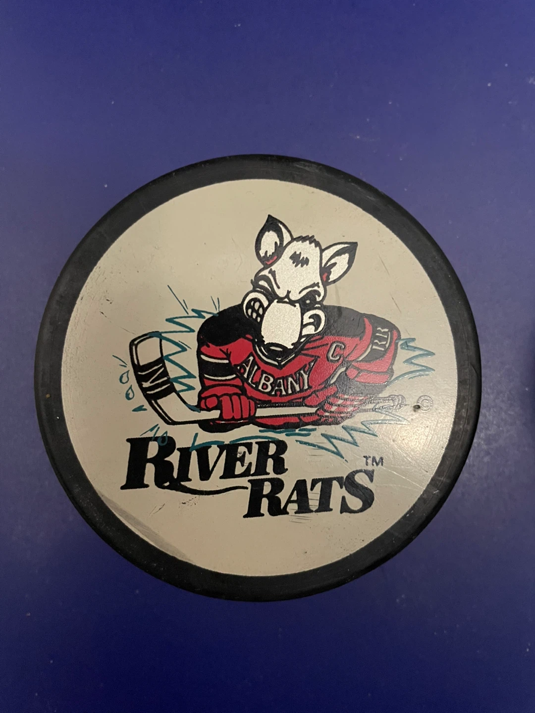 2 Albany River Rats AHL Approved VA Hockey Pucks - photo 2