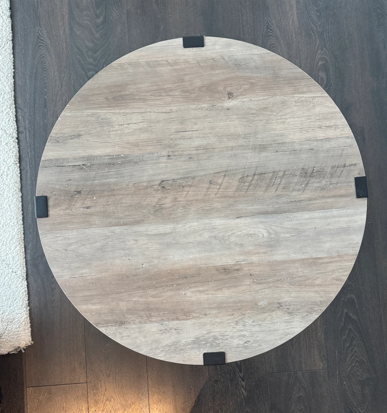 Round Wood Coffee Table with Black Metal Legs
