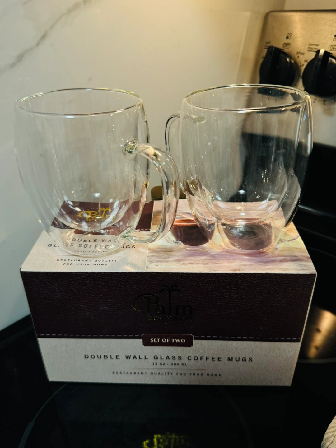 Palm Restaurant Double Wall Glass Coffee Mugs - Set of Two - photo 2