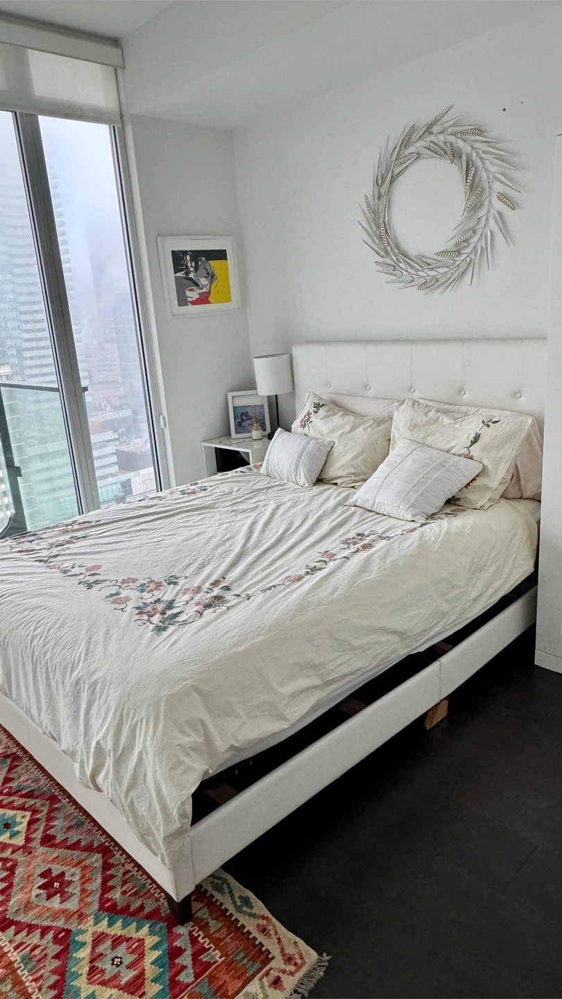 White Faux Leather Platform Bed Frame