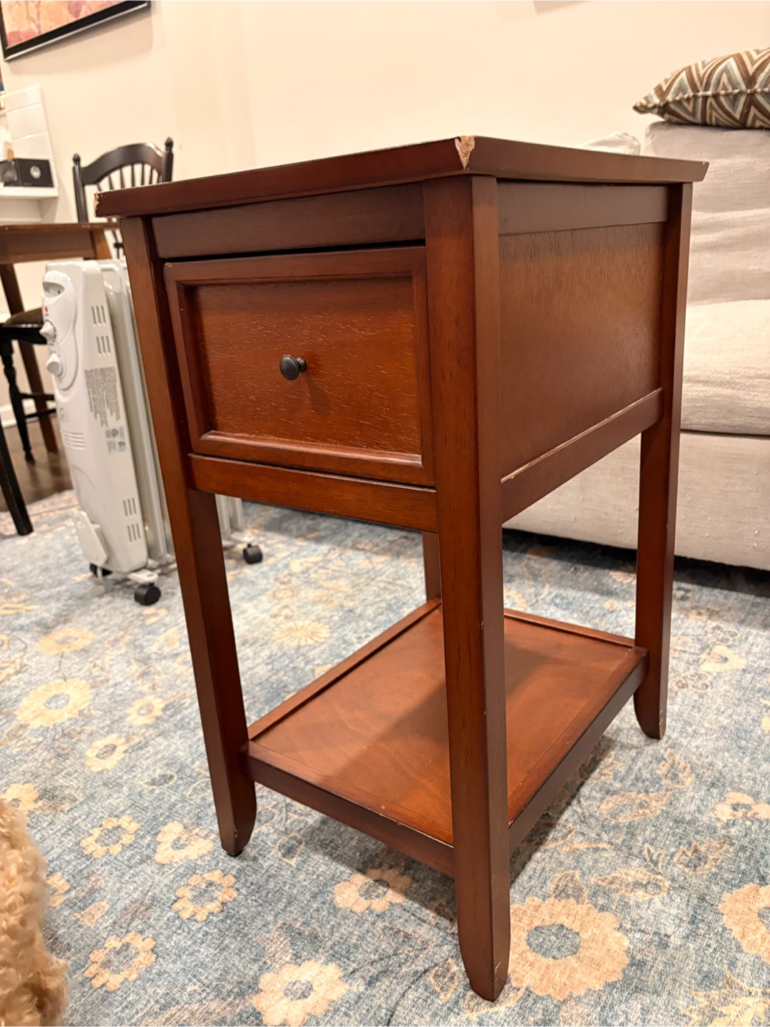 Small Wooden End Table with Drawer and Shelf - photo 3