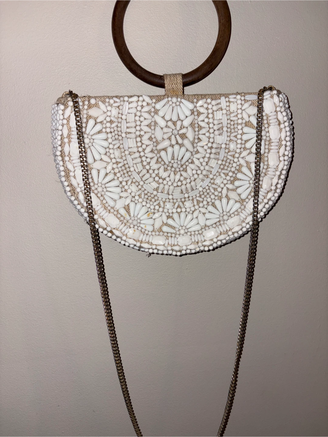 Beaded Clutch Purse with Wooden Handle - photo 4