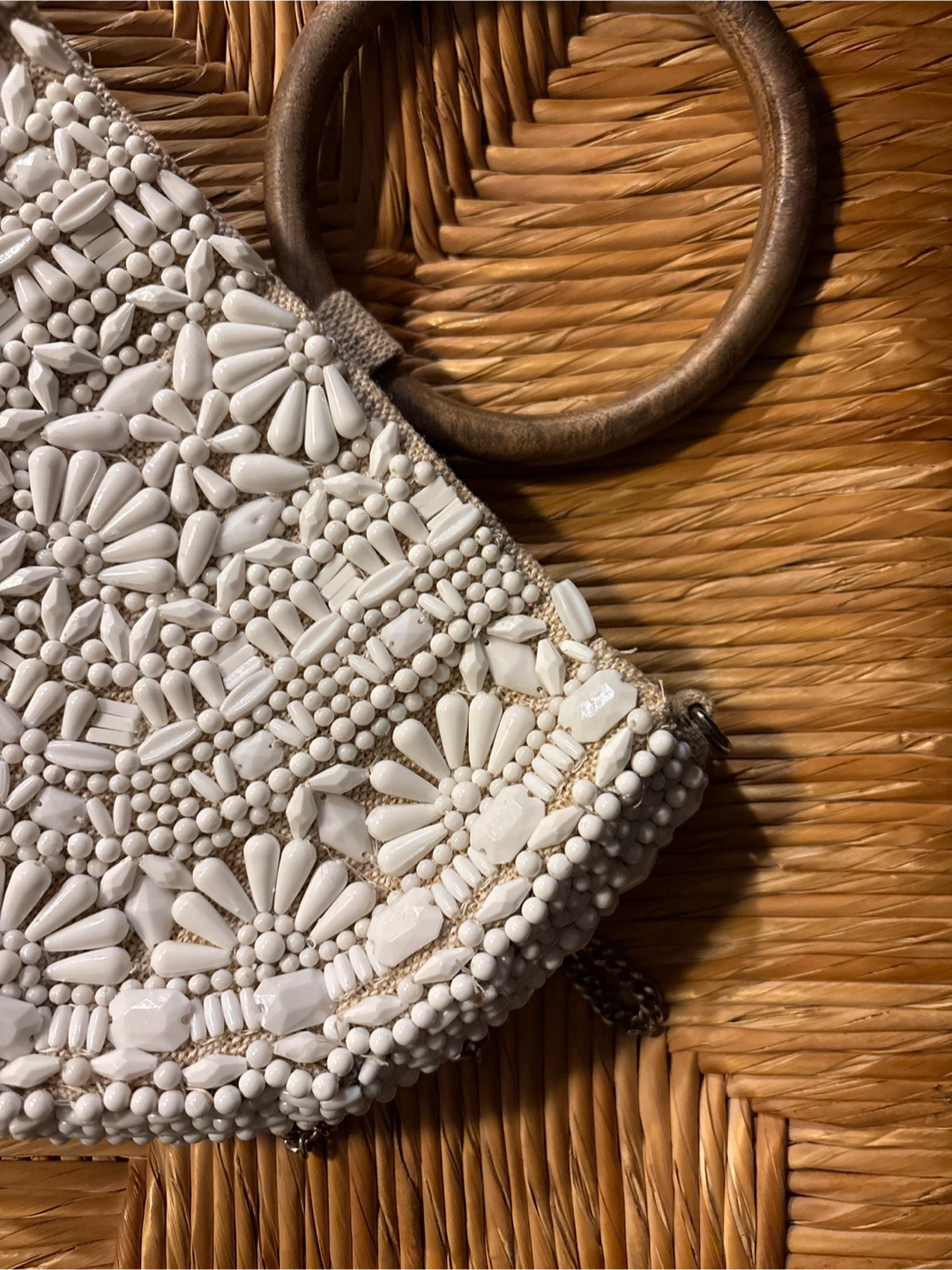 Beaded Clutch Purse with Wooden Handle - photo 2