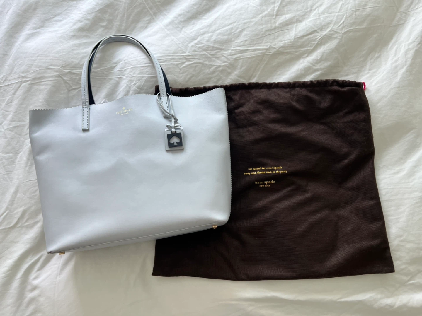 Kate Spade Light Blue Synthetic Leather Tote Bag