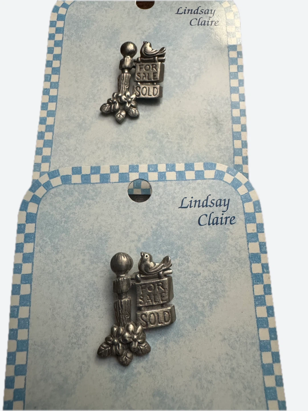 Vintage Lindsay Claire Fine Pewter "For Sale Sold" Bird Pin - photo 5