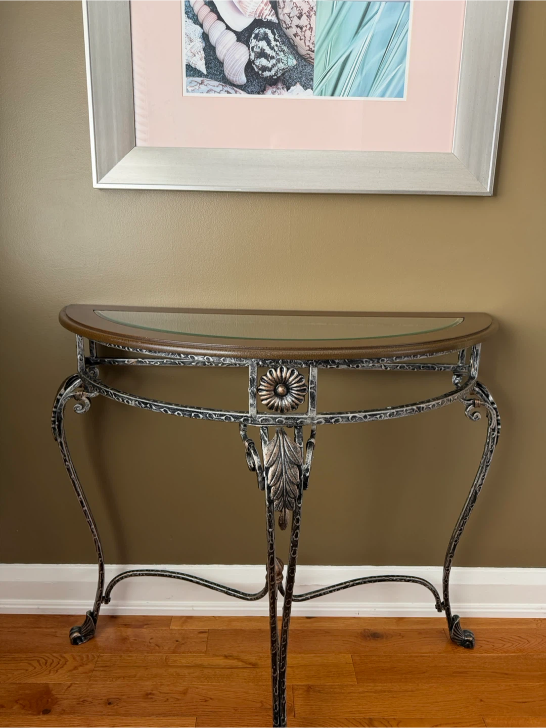 Half-Round Console Table with Glass Top
