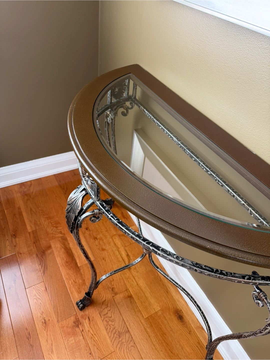 Half-Round Console Table with Glass Top - photo 4