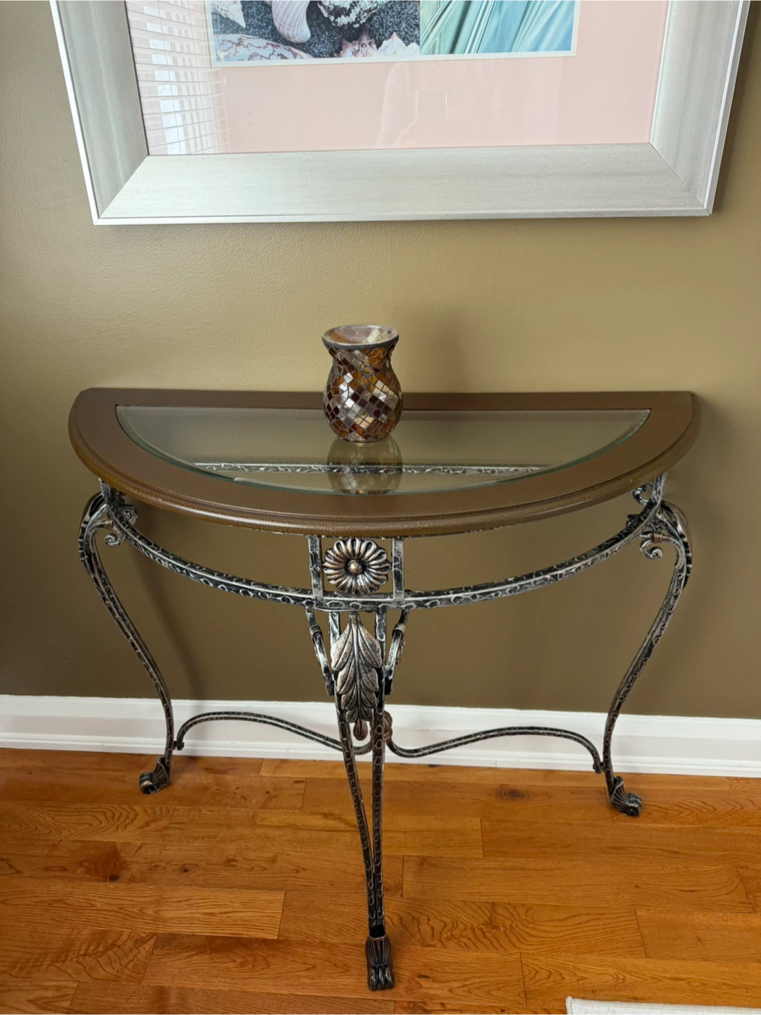 Half-Round Console Table with Glass Top - photo 5