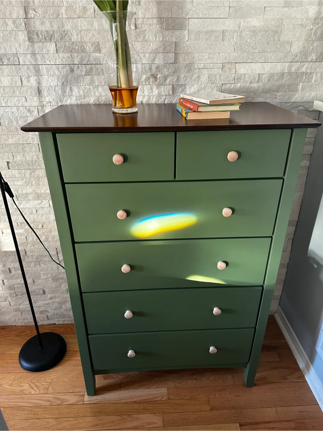 Green Solid Wood Dresser – 6 Drawers