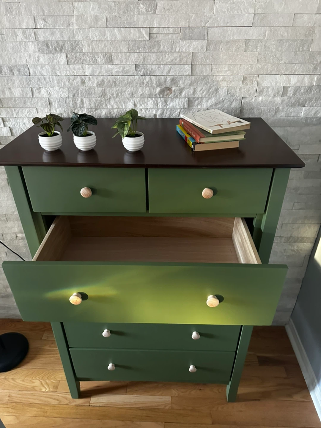 Green Solid Wood Dresser – 6 Drawers - photo 2