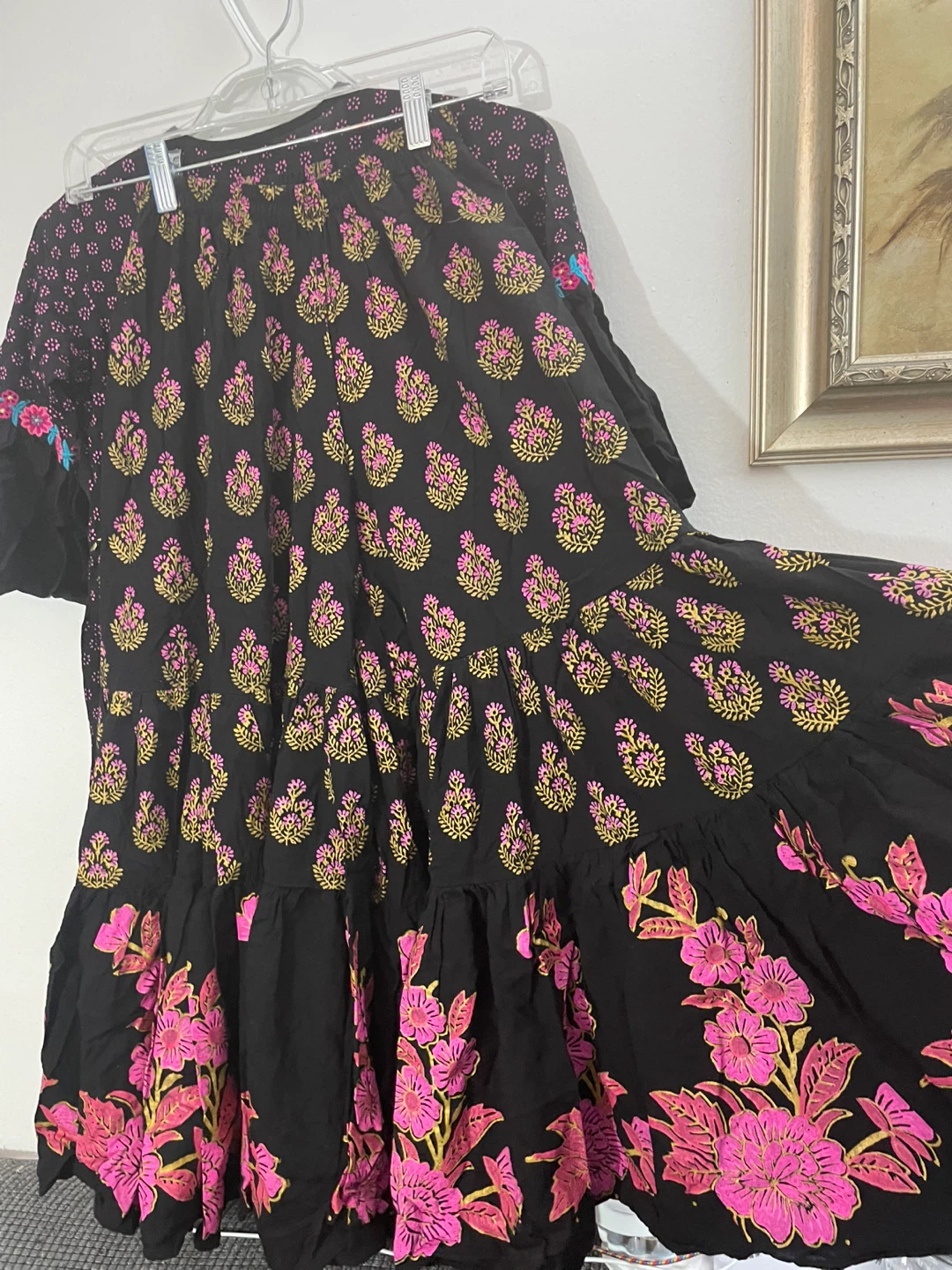 Purple Embroidered Kurti with Bell Sleeves - photo 4