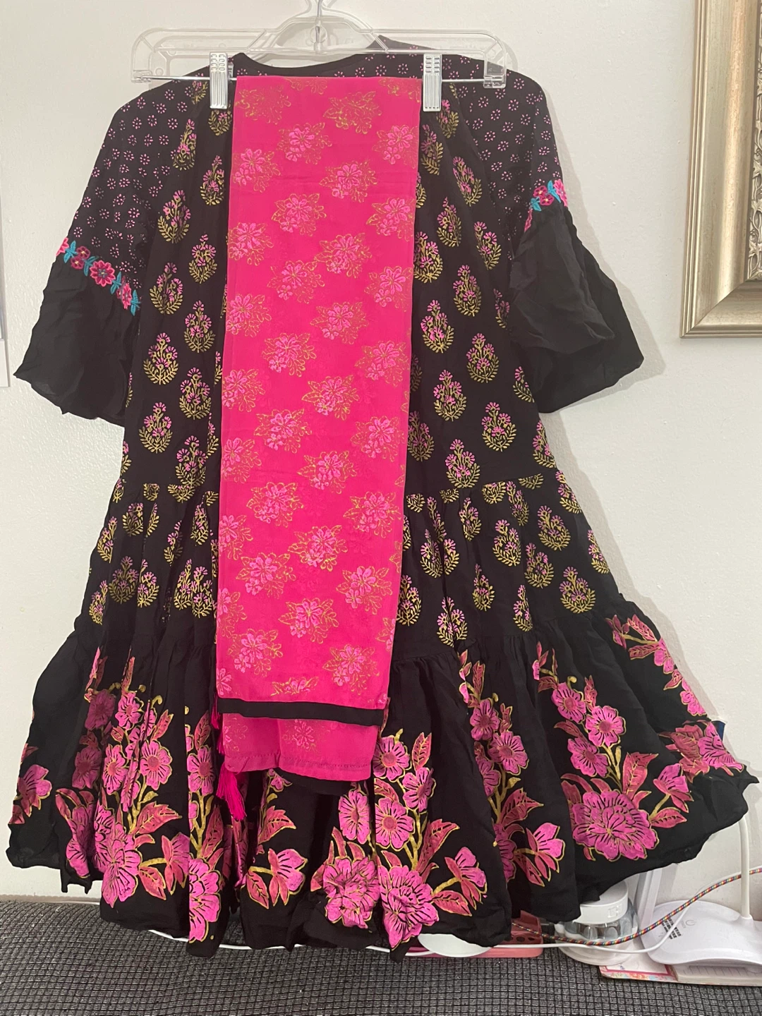 Purple Embroidered Kurti with Bell Sleeves - photo 2