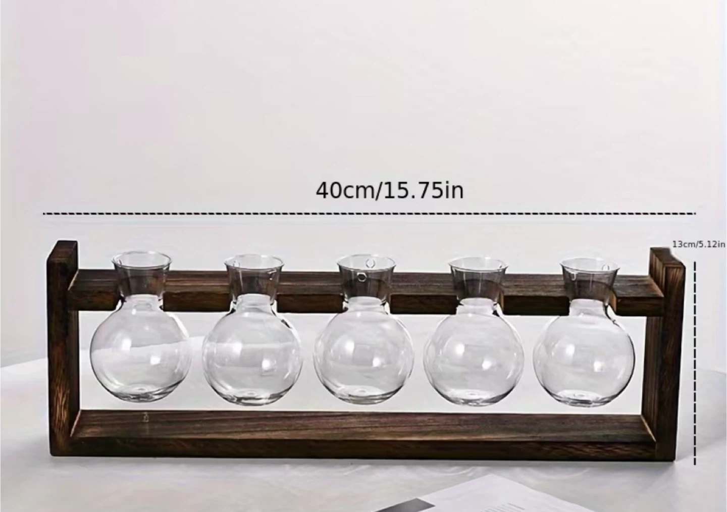 Wooden Hydroponic Plant Vases with 5 Glass Bulbs - photo 2