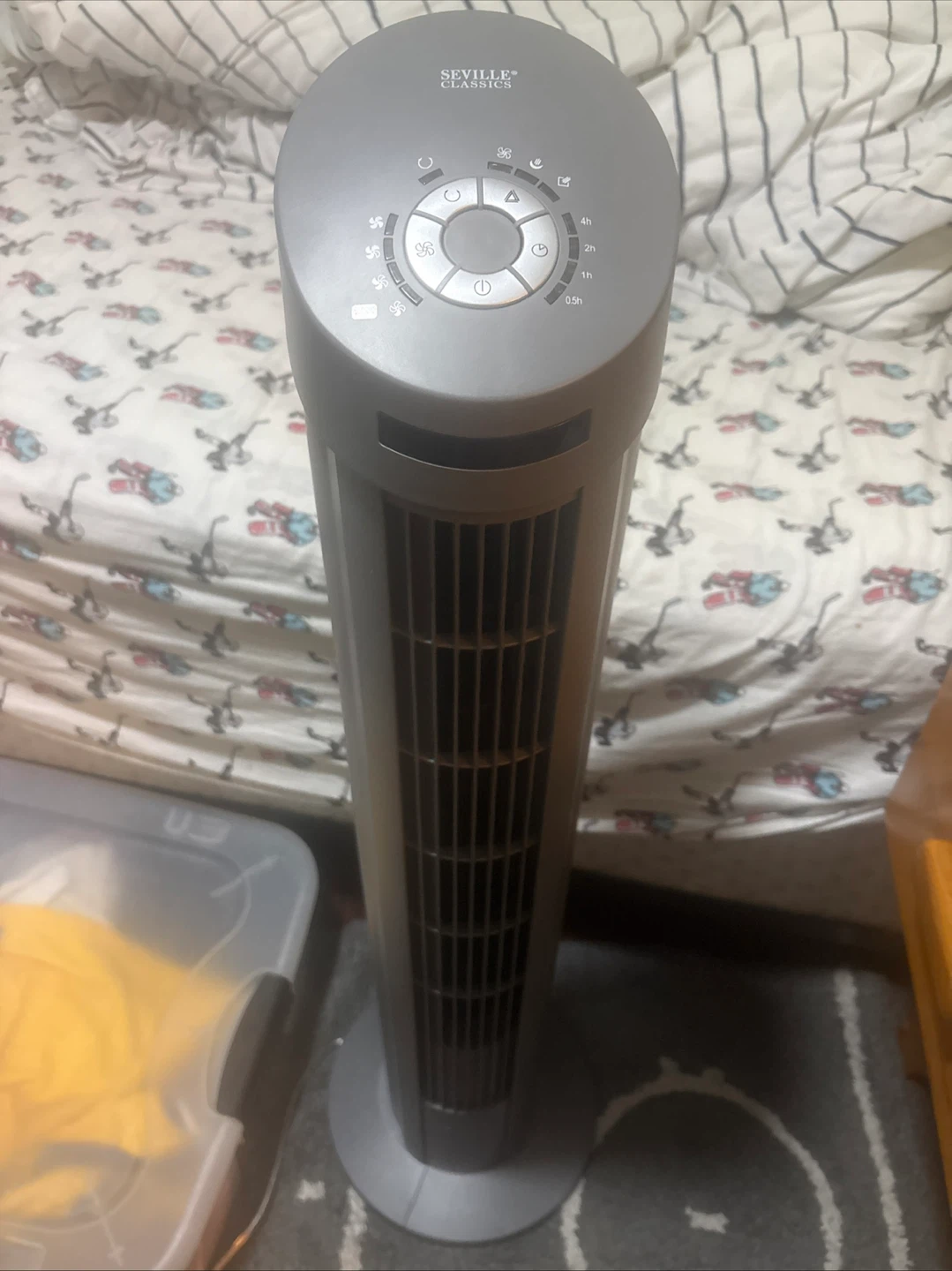 Seville Classics Grey Tower Fan with Remote