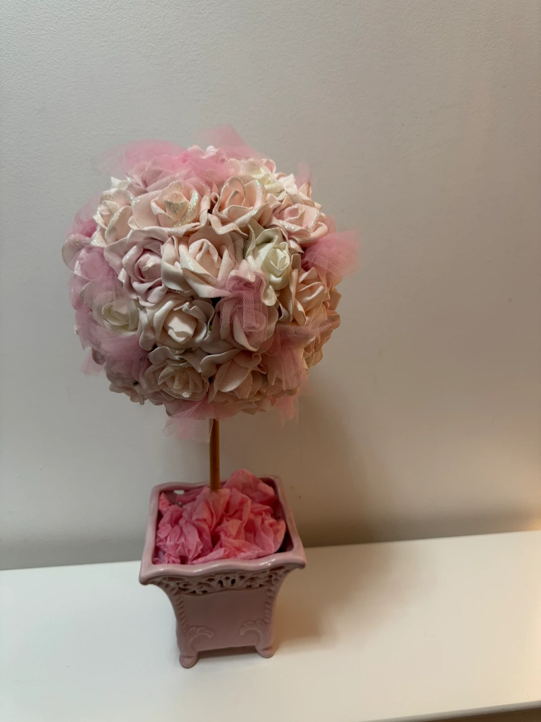 Pink Rose Topiary Floral Arrangement - photo 5