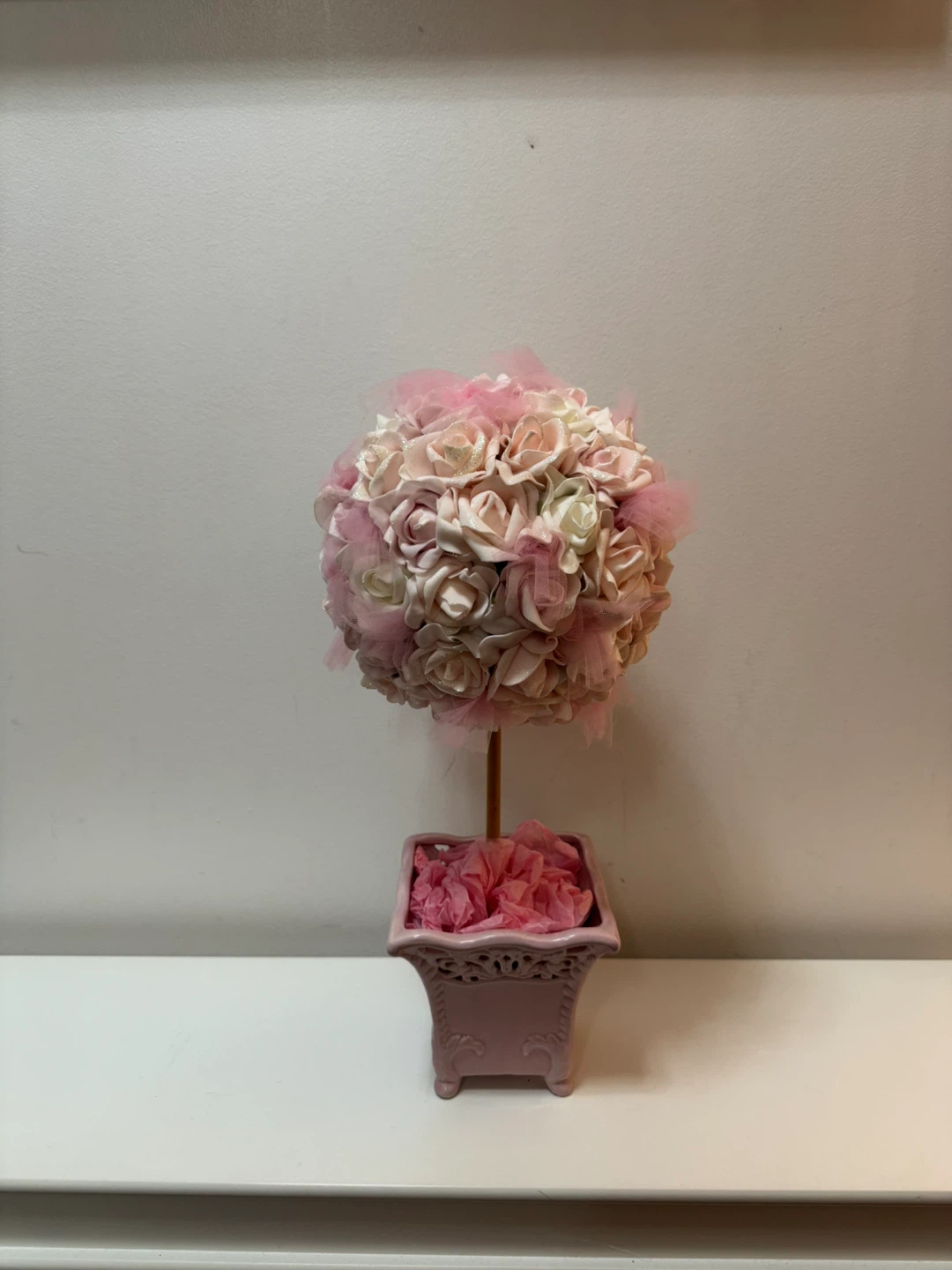Pink Rose Topiary Floral Arrangement - photo 4