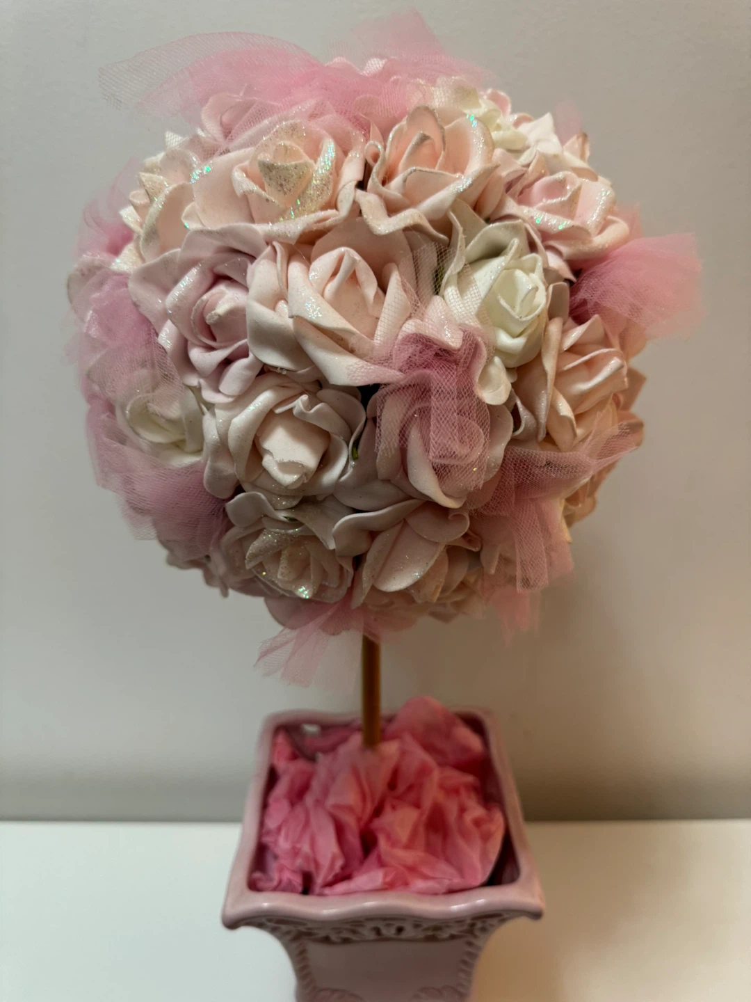 Pink Rose Topiary Floral Arrangement - photo 2