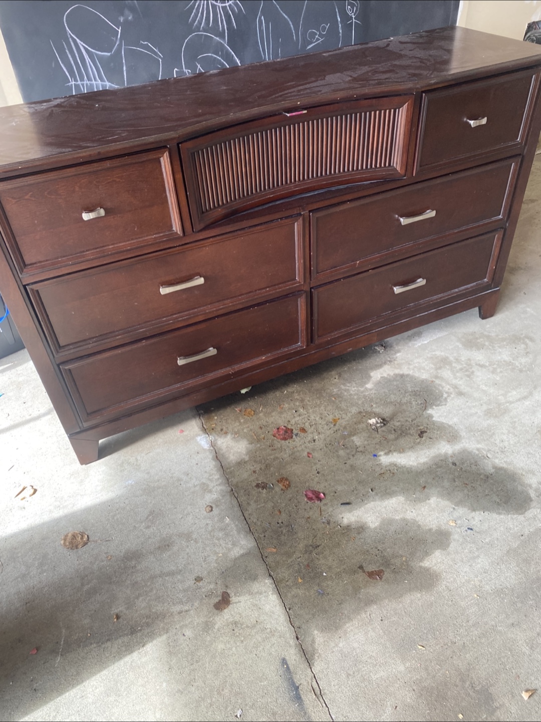 Dark Brown Wooden Dresser with 7 Drawers and 2 drawer nightstand - photo 2